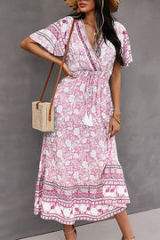 Spring/Summer V-Neck Tie Boho Dress