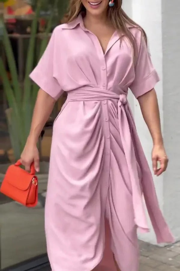 Daring Heart – Midi-Hemdkleid mit Bindeband vorne 