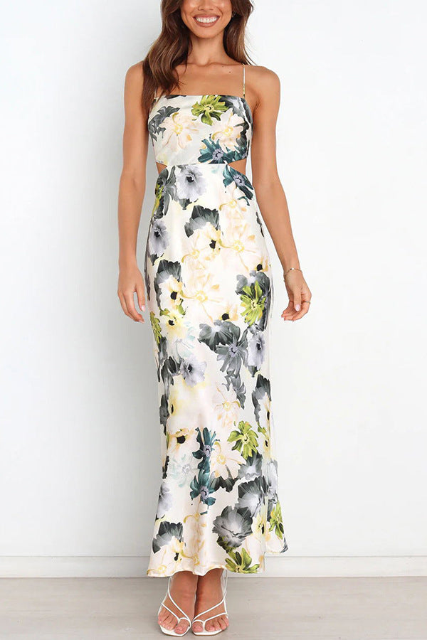 Elegant Printed Satin Dress