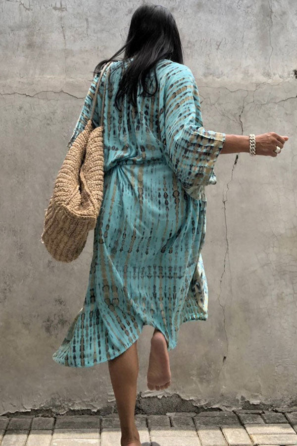 Chemisier long tie-dye pour la plage et les vacances