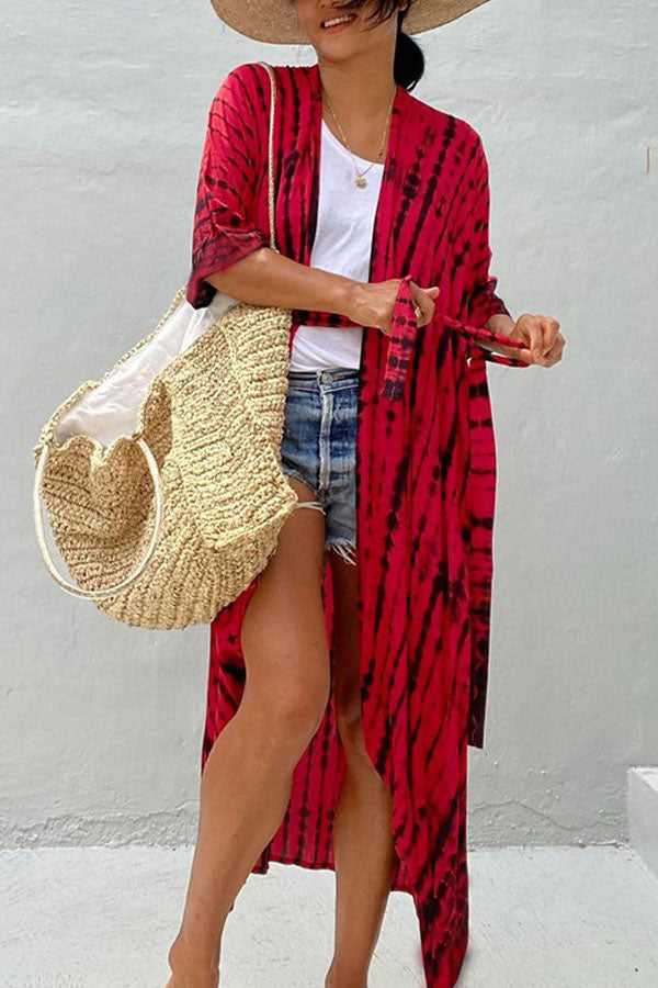 Chemisier long tie-dye pour la plage et les vacances