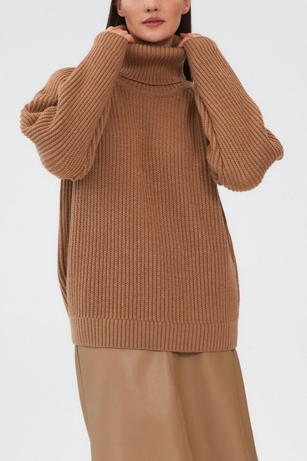Turtleneck Pullover Loose Knit Sweater