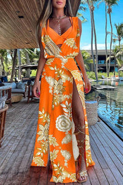 Sweet By The Sea Printed Slit Cover-Up Maxi Dress