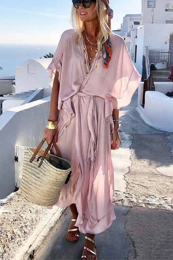 Island Girl Belted Kimono Cover-up Maxi Dress